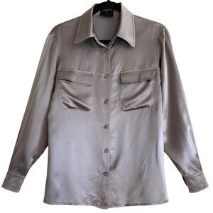 ESCADA Elements 100% Silk Preppy Elegant Business Casual Button Down Shirt 34/S